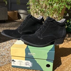 Earth Black Suede Booties